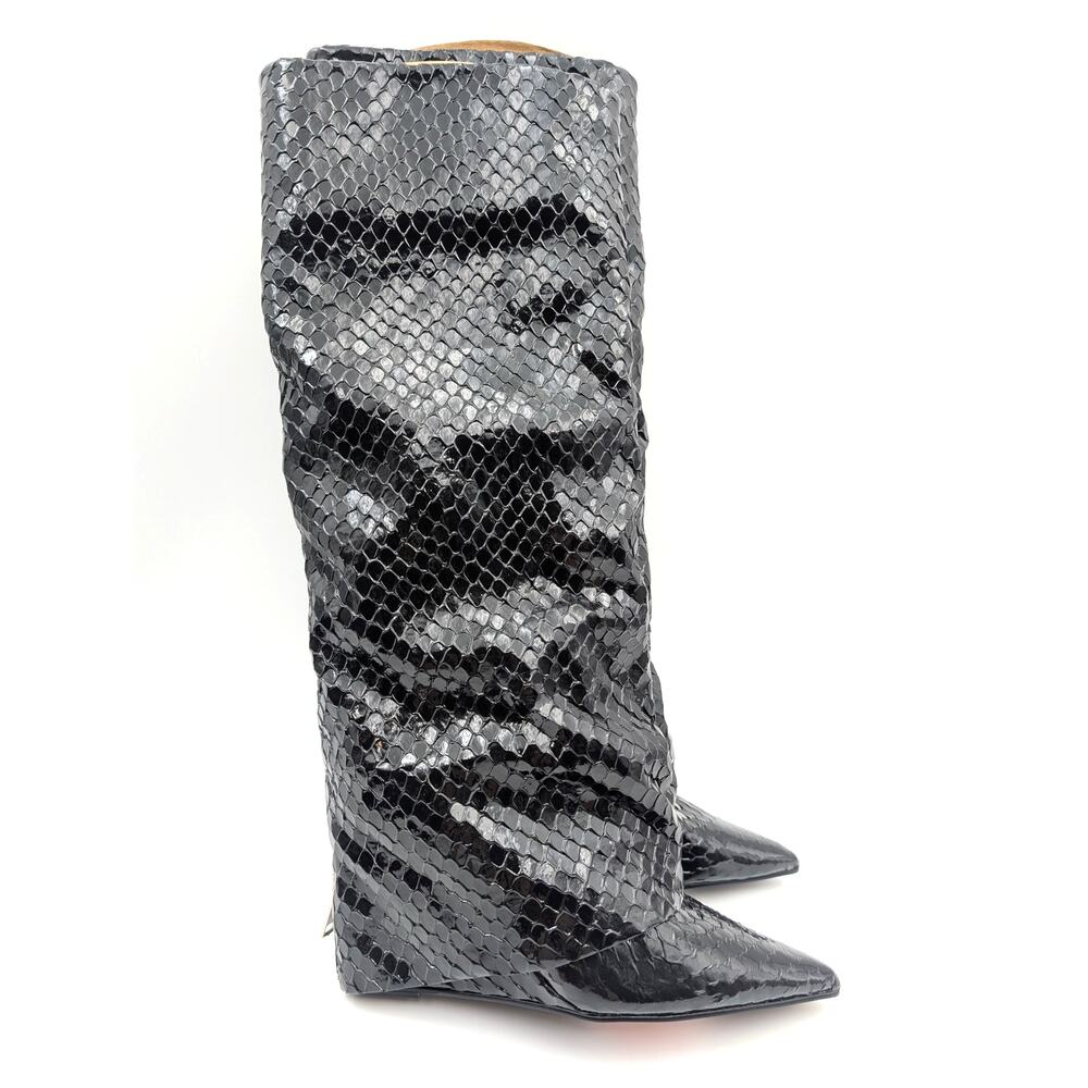 Steve Madden Paley Snake Embossed Boot Pointed To… - image 3